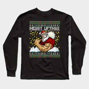 Merry Liftmas TShirt Ugly Christmas Sweater Gym Workout Long Sleeve T-Shirt